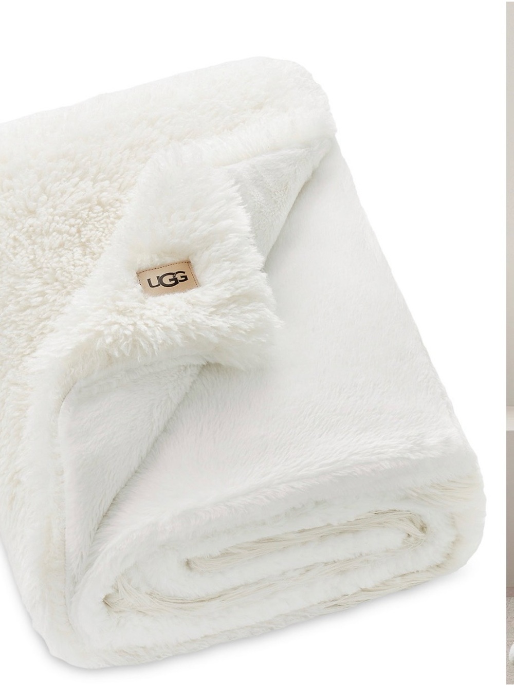 UGG Ivory Plush Sherpa Throw Blanket